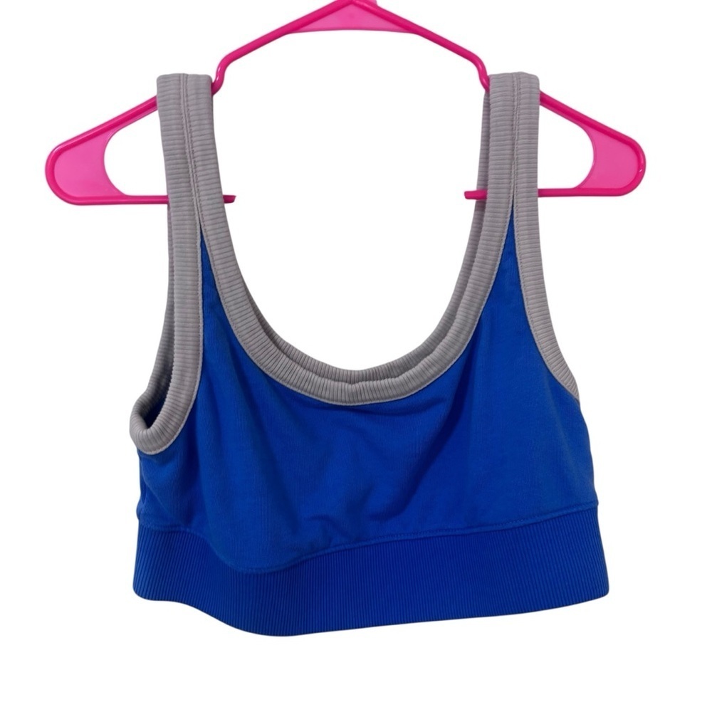 Madewell MWP Blue and Gray Sports Bra tank top- Scoop Neck cotton blend